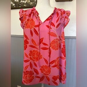 DR2 Floral Sleeveless Blouse Top / Tropical / Size: Large